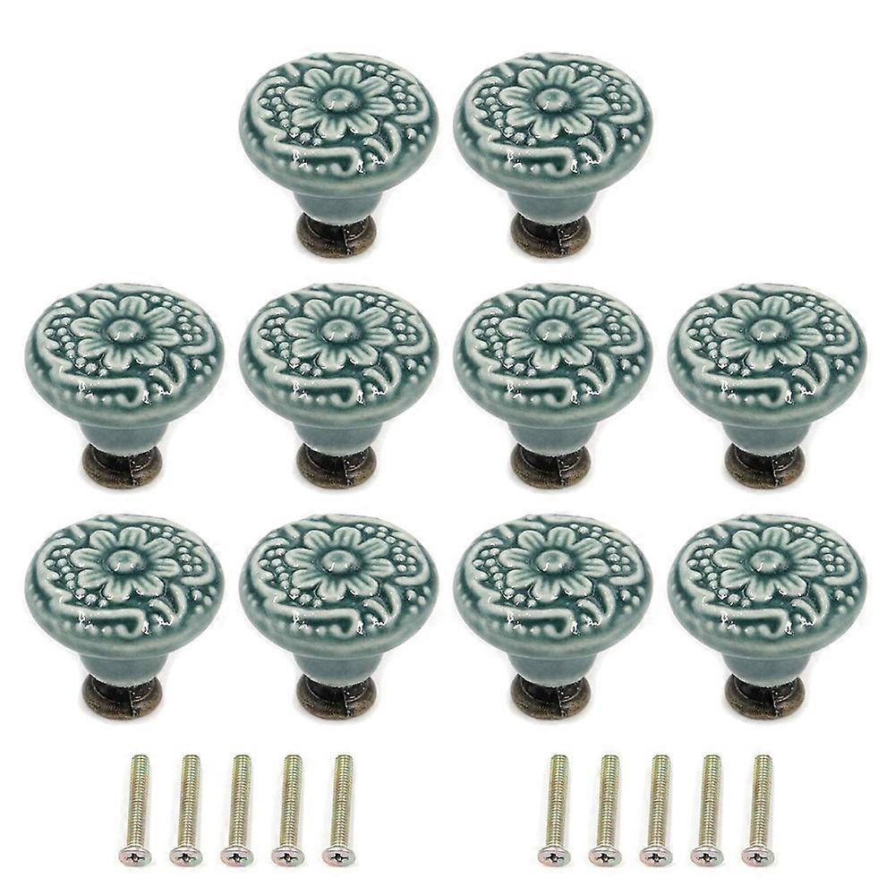 10Pcs Decorative Knob Ceramic Knobs Drawer Cabinet Pull Handle Knobs Furniture Decorative Pull Tool