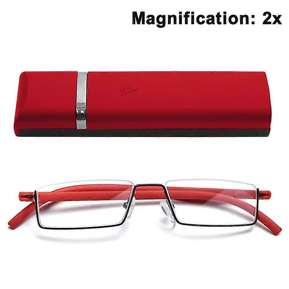 Clear glasses Half Frame Reading Glasses for Men and Women Lightweight Computer Readers with Portable mirror box