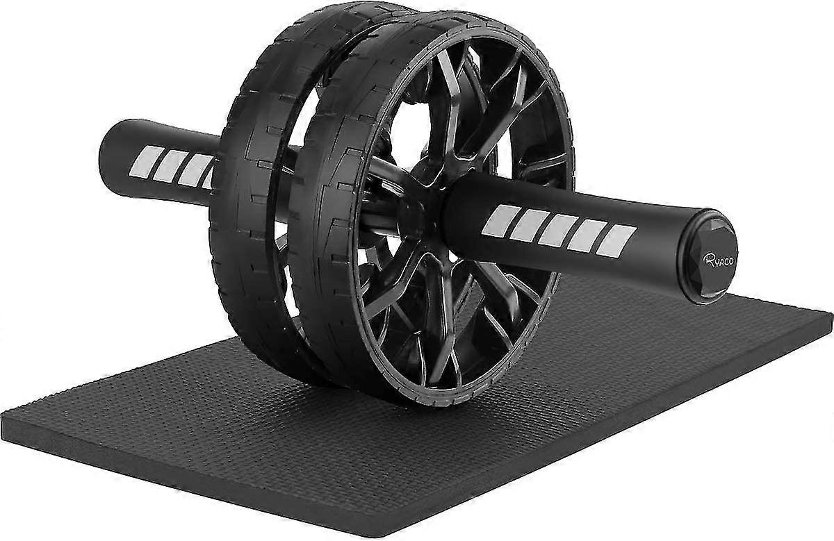 Dual Wheel Abdominal Rollers With Extra Thick Eva Knee Pad