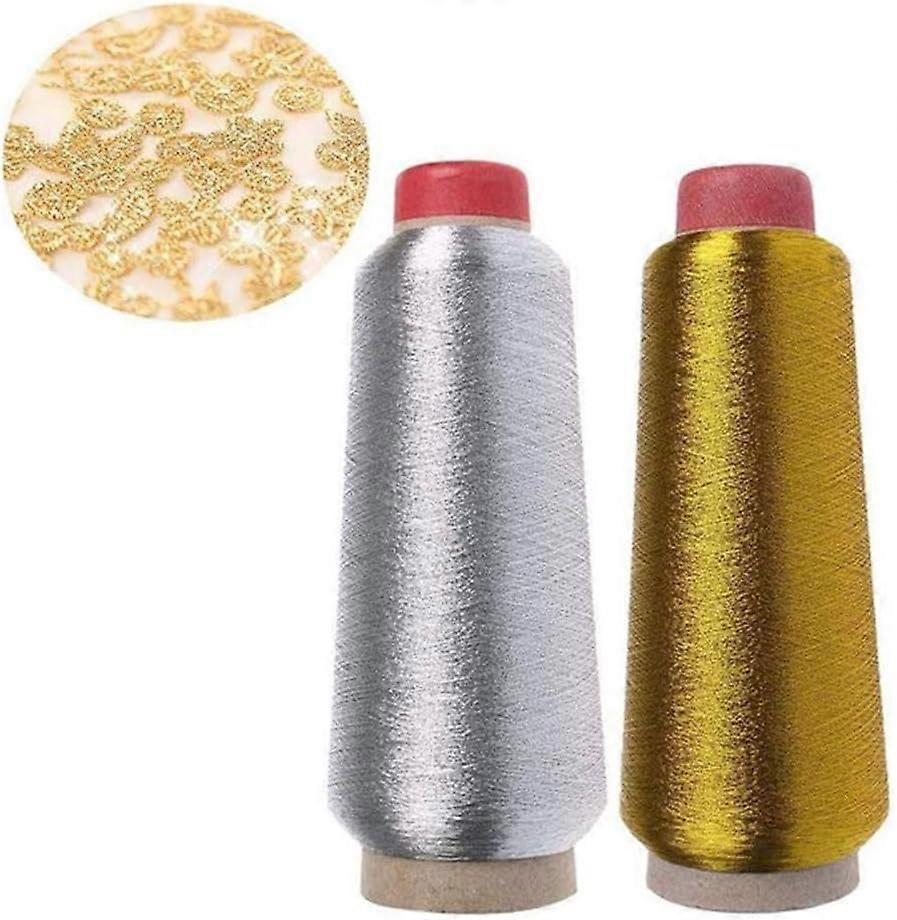 Embroidery Thread Spools Polyester Sewing Thread, Metallic Thread Spools, for Computer Embroidery and Decorative Sewing Spool(Gold+Silver)2pcs,2024 Pi
