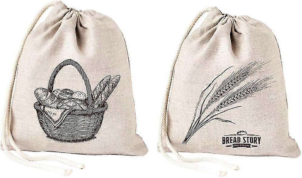 2 Pack Linen Bread Bags - Natural Unbleached Linen, Reusable and Food Safe - Durable and Easy to Install for Homemade Artisan Bread