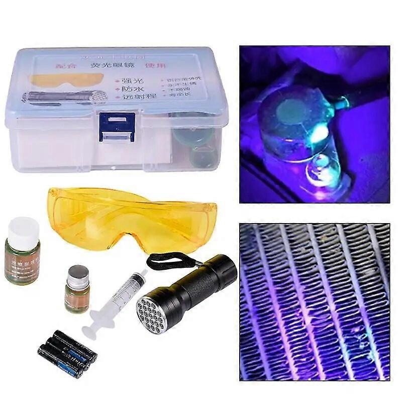 Auto R134A R12 Aria Condizionata A / C Sistema Leak Test Kit 28 LED Torcia UV Occhiali protettivi UV Dye Tool Set di strumenti