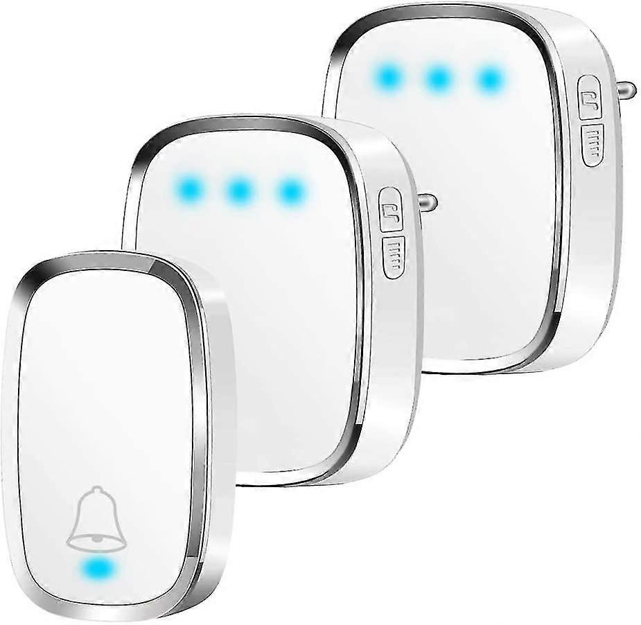 Wireless Doorbell, 300m Range, 36 Ring Tones, 4 Volume Levels, 1 Transmitter & 2 Receivers, Waterproof Wireless Doorbell Set For Inside And Outside