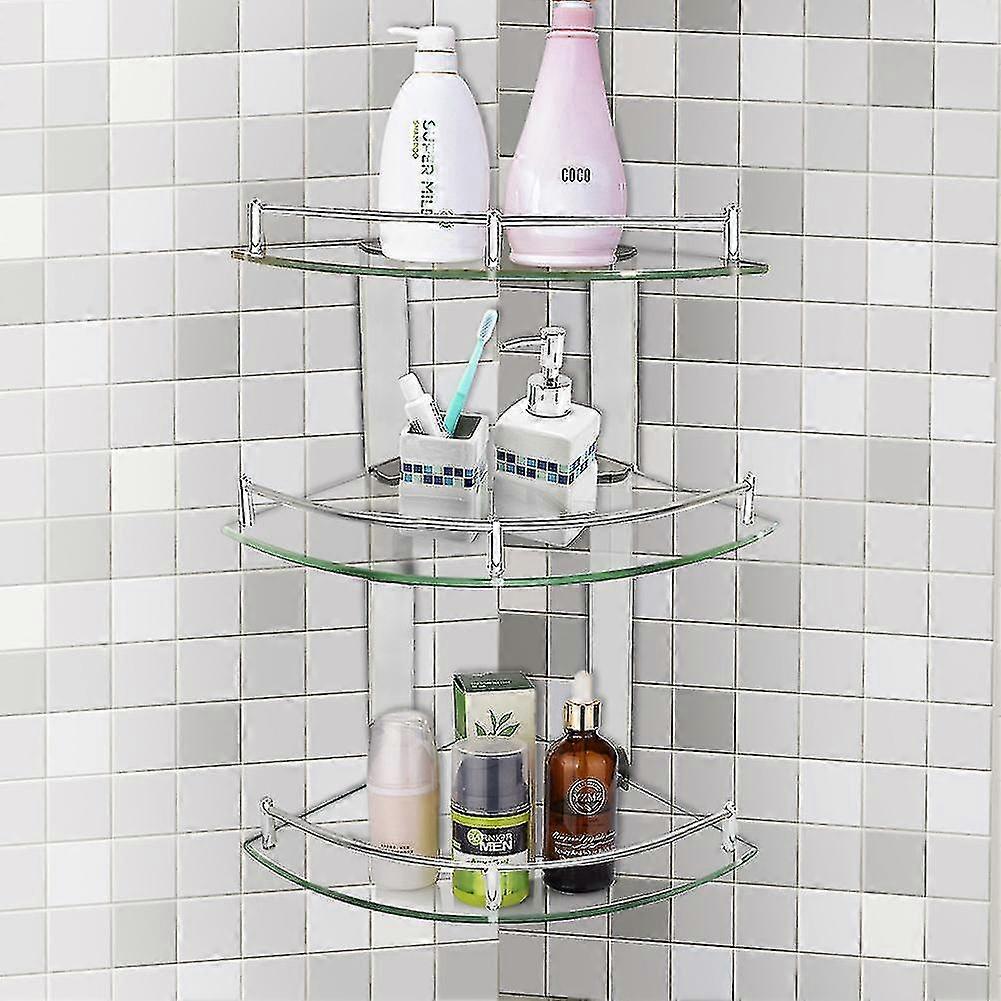 Bathroom Corner Storage Floating Rack-3 Tier 20x20cm-