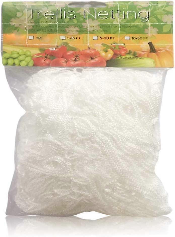 White Garden Netting Polyester Trellis Net Plant Pea Netting For Bean Fruits Climbing Plants5 X 1.67 M