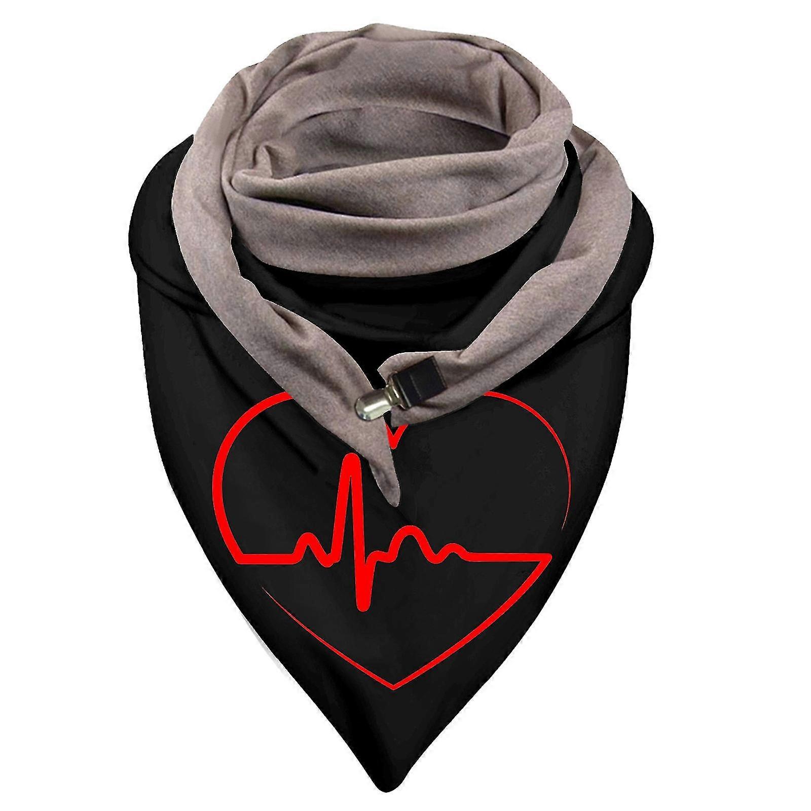 Universal Autumn Winter Warm Windproof Prints Double-layer Buckle Scarf