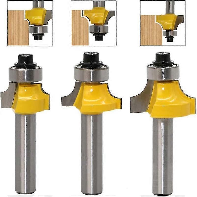 3 Pieces Rounded Cut Standard Router Bit Set 8mm Router Shank Edge Router Bits Woodworking Milling Tools