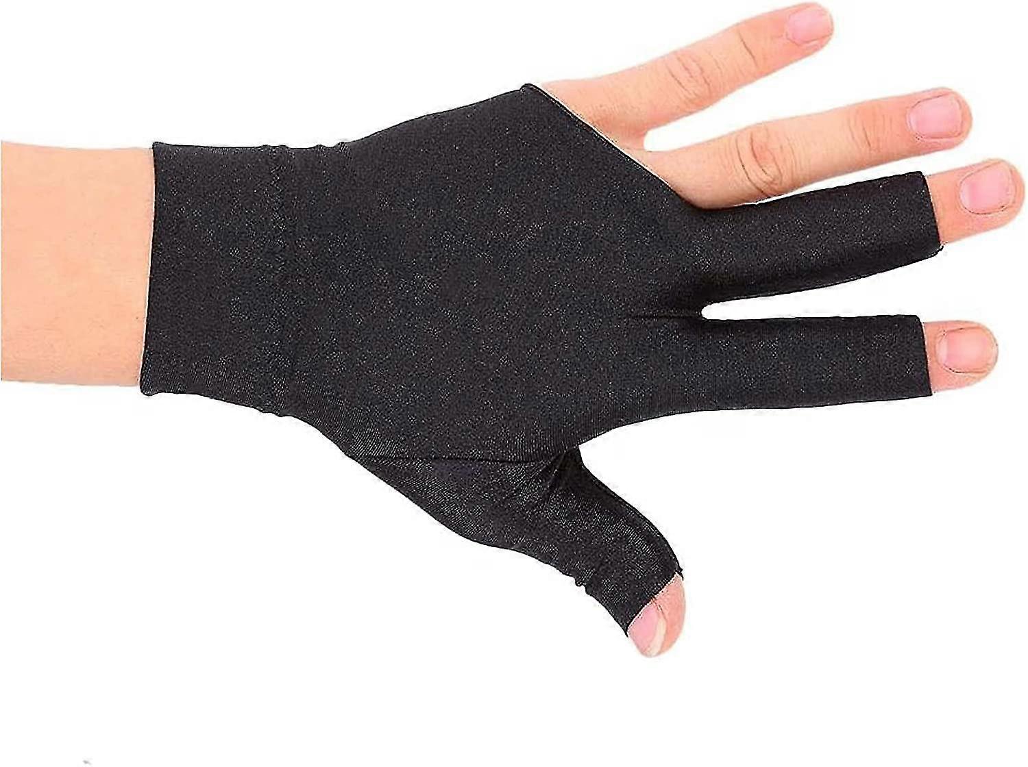 Pool Glove Left Hand Snooker Glove Left Hand Open Three Finger Spandex Glove Billiard Cue Pool Gloves Black1pcs