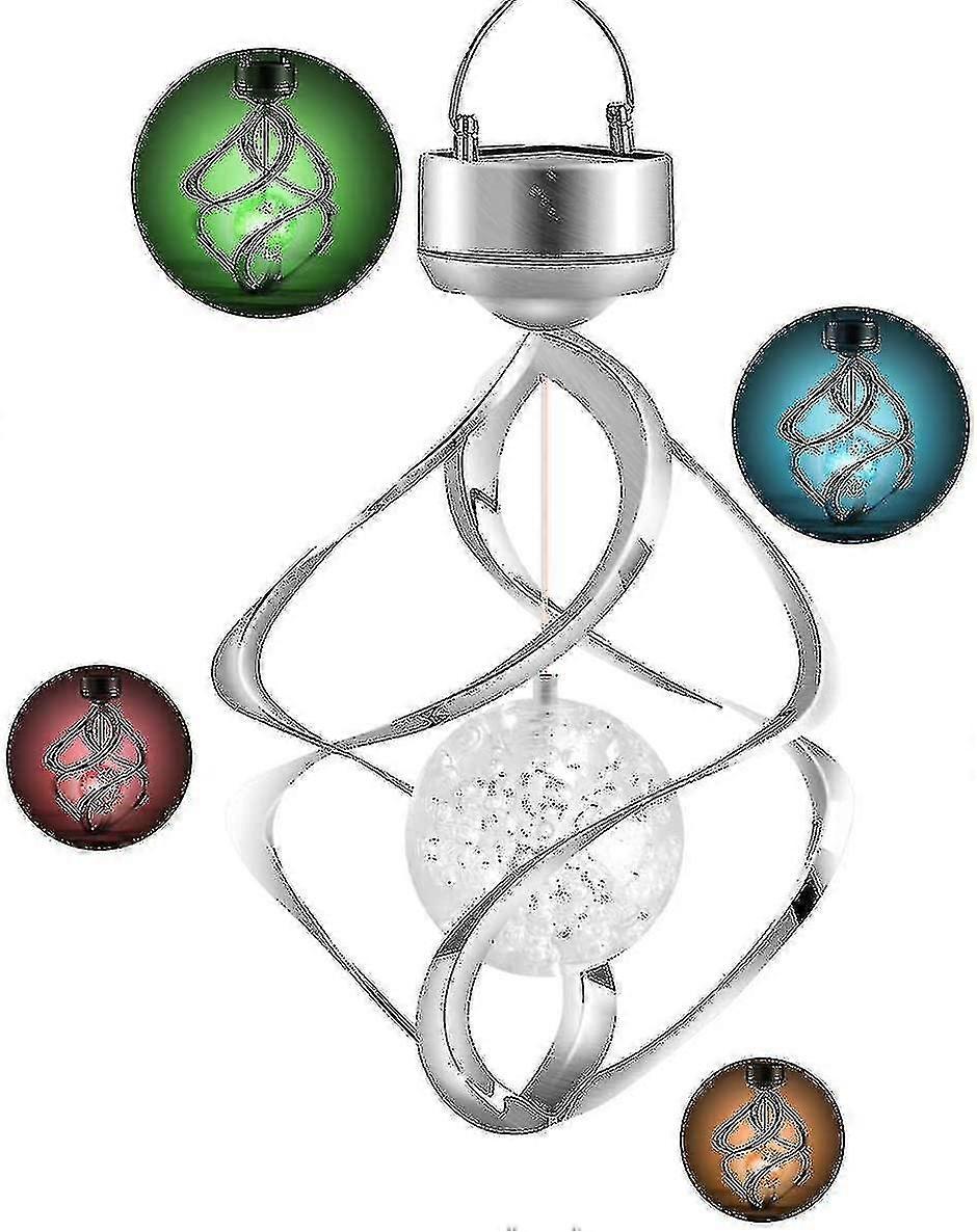 Solar Led Wind Chime Color Changing Lamp Waterproof Hanging Type For Garden