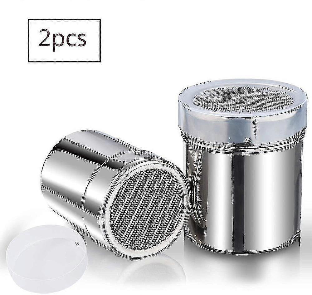 Chocolate Shaker With Lid Stainless Steel Flour,2pcs