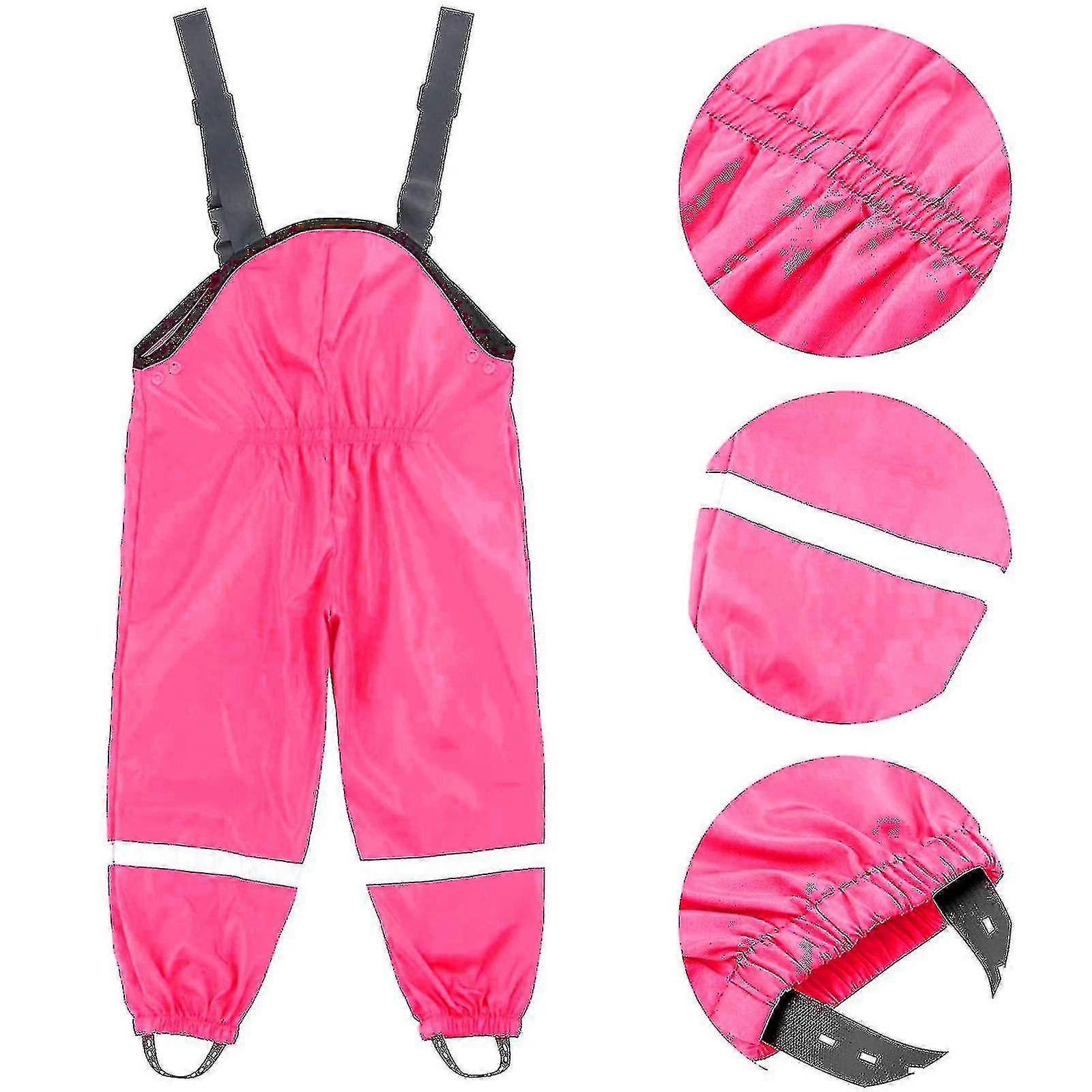 Unisex Lasten Rain Dungarees Tuulen- ja vedenpitävät mutahousut Vaaleanpunainen 86