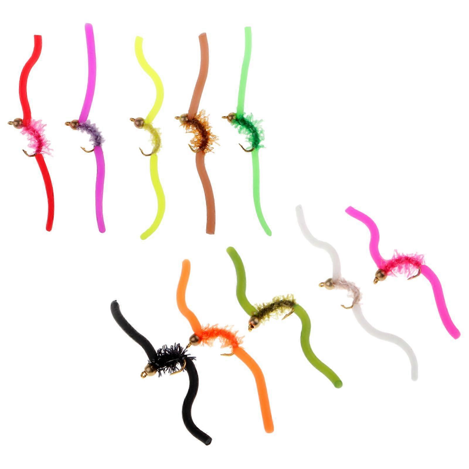 10 adet Karışık Renkler Yumuşak Kıvrımlı Solucanlar Alabalık Sinek San Juan