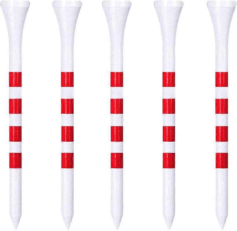 バンブーゴルフティー70mm100個入り、レッドカラー、ゴルフストライプバンブーティーネイルストライプゴルフスタイルティー70mmボールホルダー