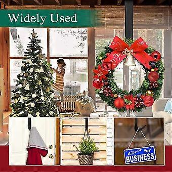 KAKOWELY front door garland hanger 4pcs Over The Door Wreath Hanger For Front Door Black Wrought Iron Hook For Garland Decorative Door Hanger Hook For Xmas And Halloween Wreaths