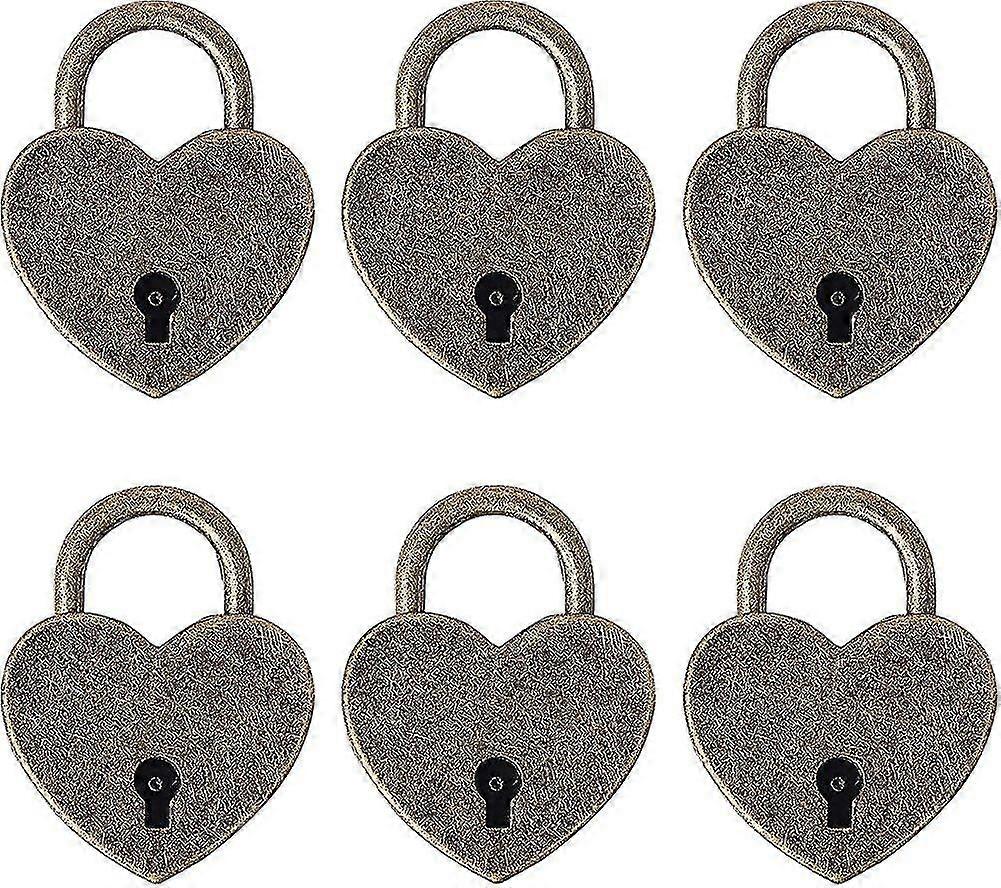 6個小さな南京錠ハート形アンティーク南京錠メタルミニロックキー付き