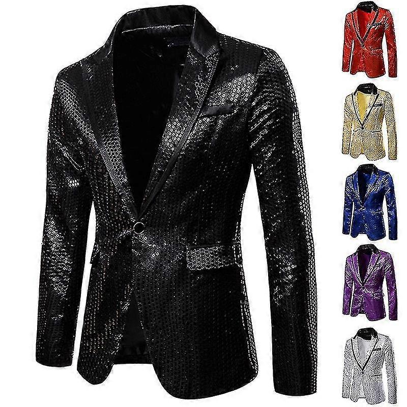 Homme Métallisé Sequin Blazer Tuxedo Costume Disco Prom Shiny Jacket Wedding Party