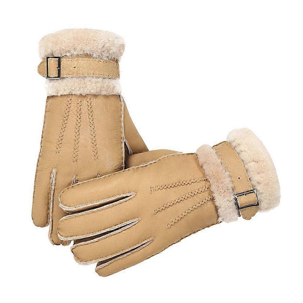 Mitaines en cuir de laine de mouton solide pour hommes