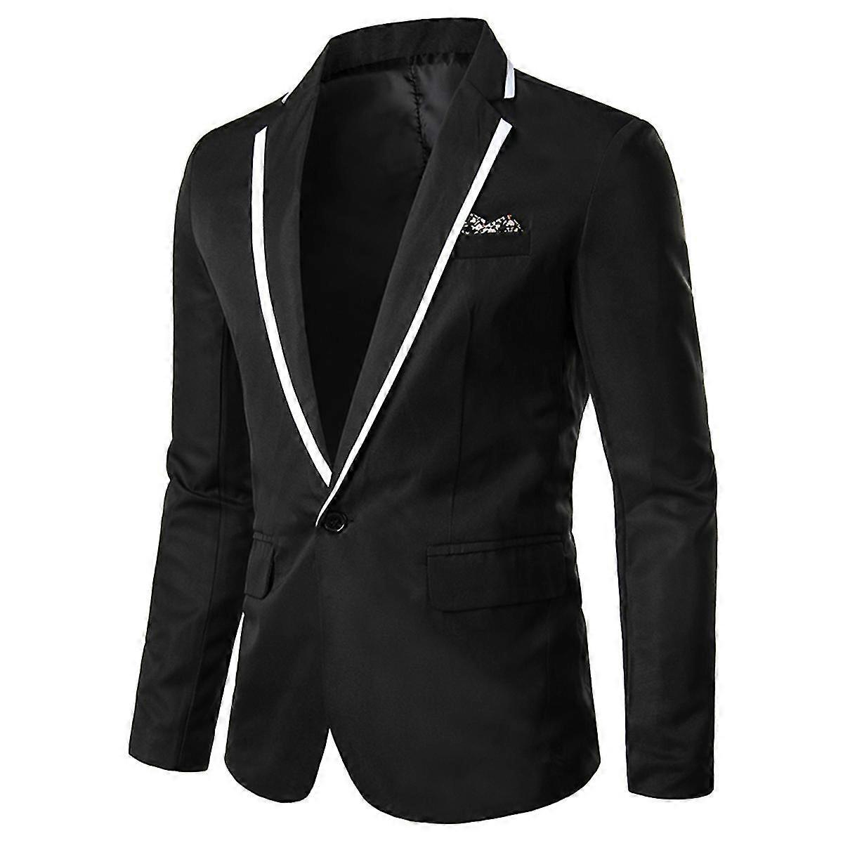 Mens Casual Blazer One Button Business Suit Jacket