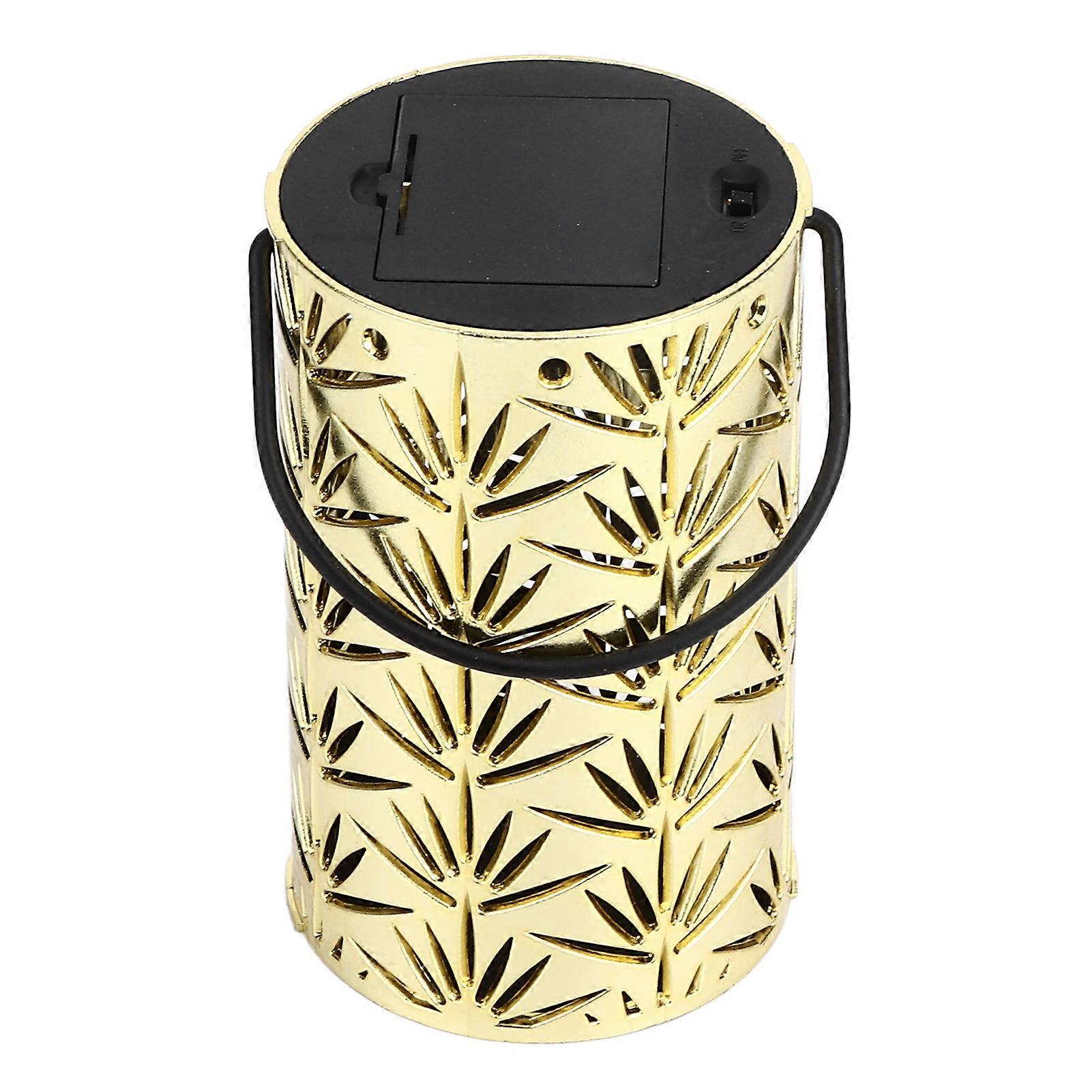 Gold Leaf Hollow Pattern LED Hanging Lantern for Party House Yard Decoration