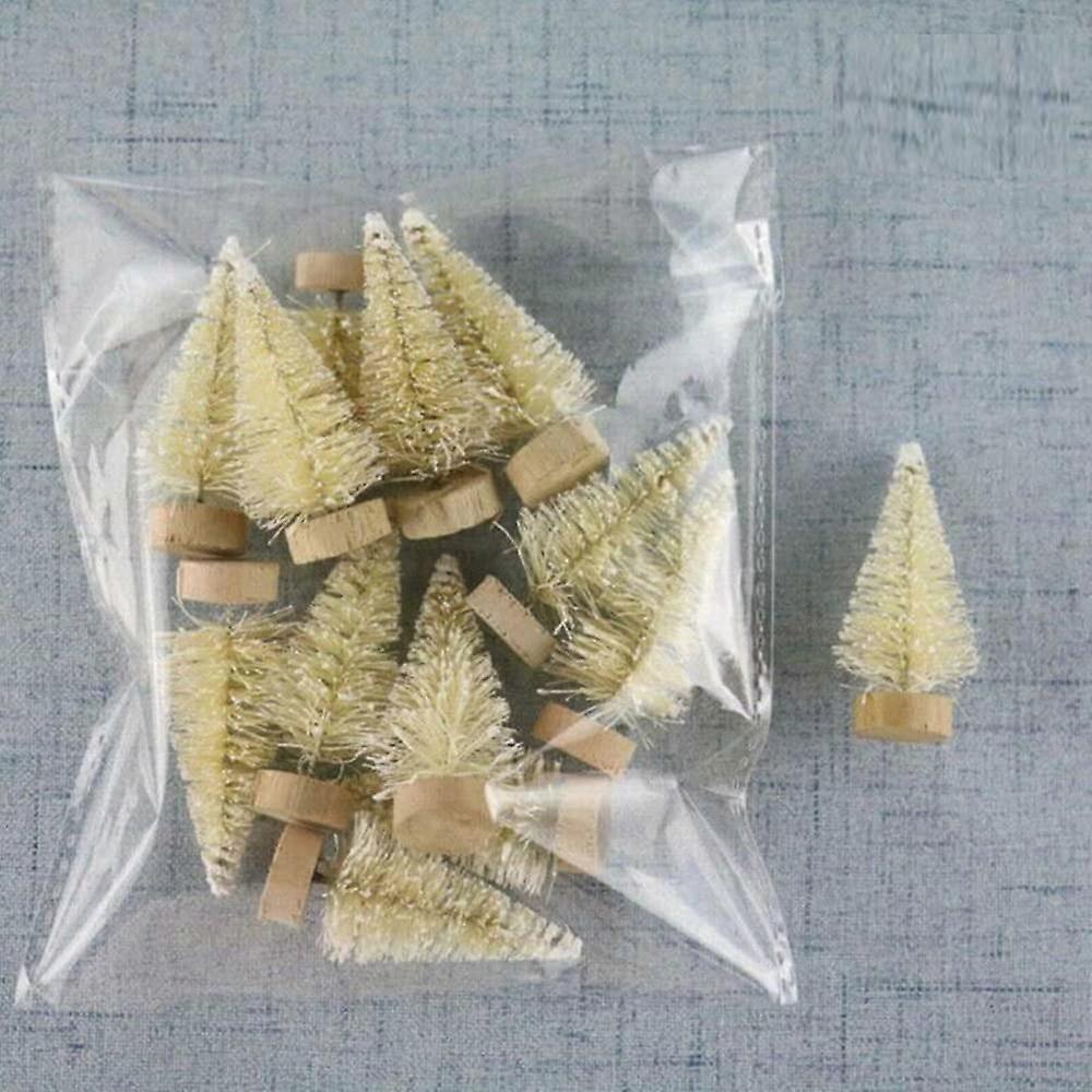 12Pcs Miniature Christmas Tree Bottle Brush Trees Small Artificial Snow Frost Trees Mini Christmas Pine Trees Sisal Trees for Christmas Decoration