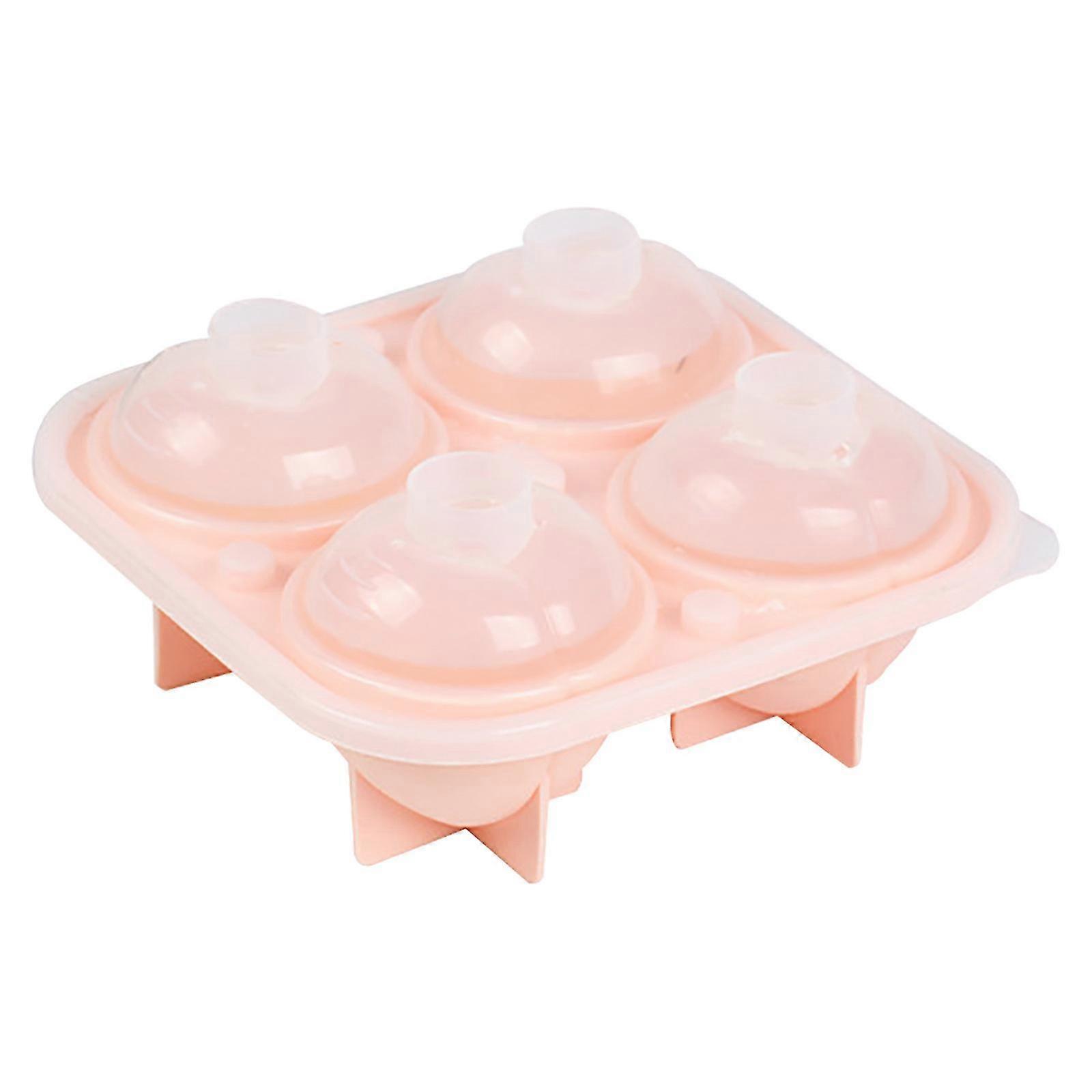 4pcs Peach Ice Cream Mold - Pink Silicone Mold Whiskey Ice Ball Mold Ice Ball Mold Silicone Ice Ball Tray with Lid, Silicone Peach Ice Ball Mold Silic