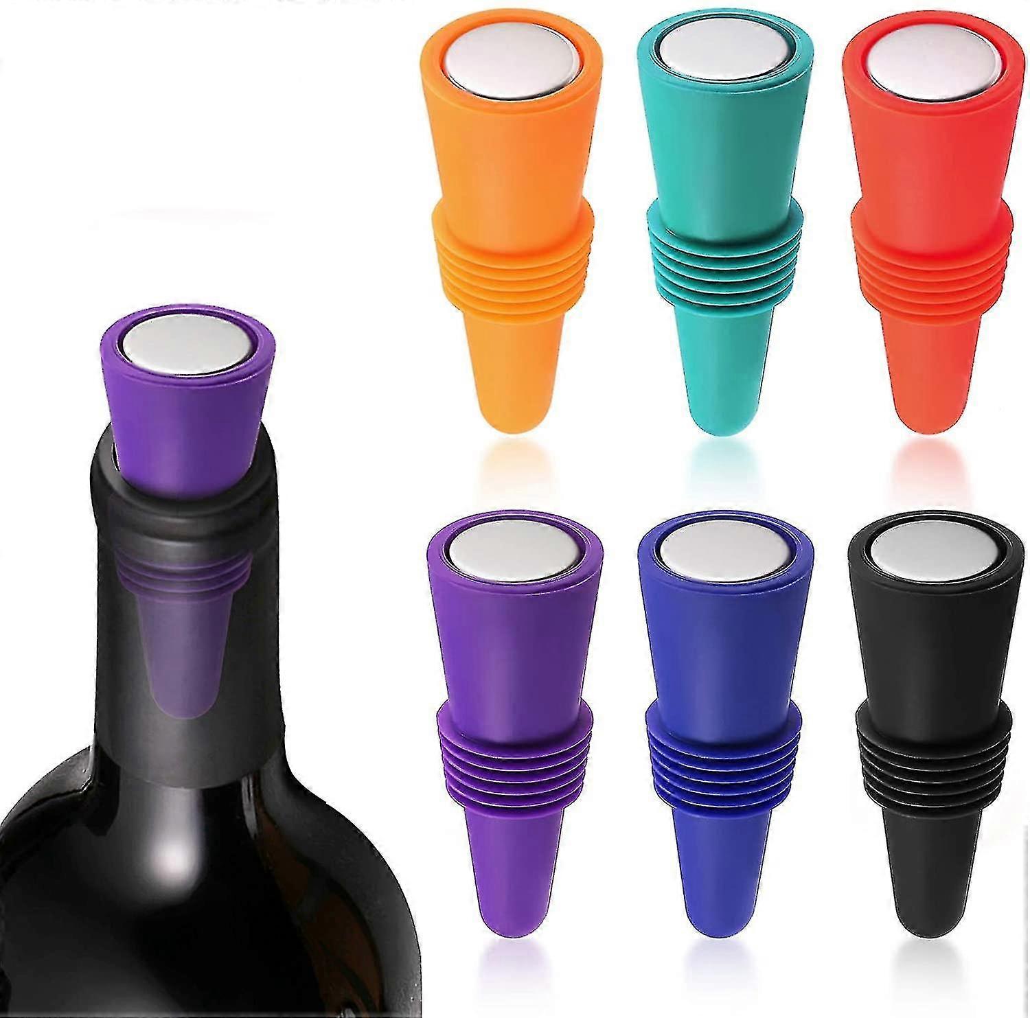 Silicone Wine Stopper Reusable For Wine Drink Soda Beer Keep Fresh - 6 Pieces