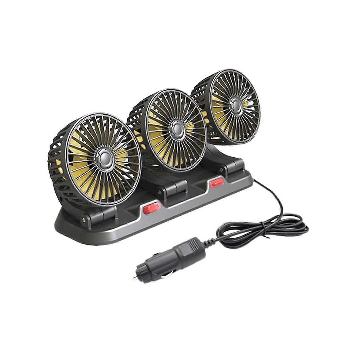 Fan for Car Three-Head Fan for SUVs USB Cooling Air Small Personal Fan 2 Speeds Electric Fan for Tr