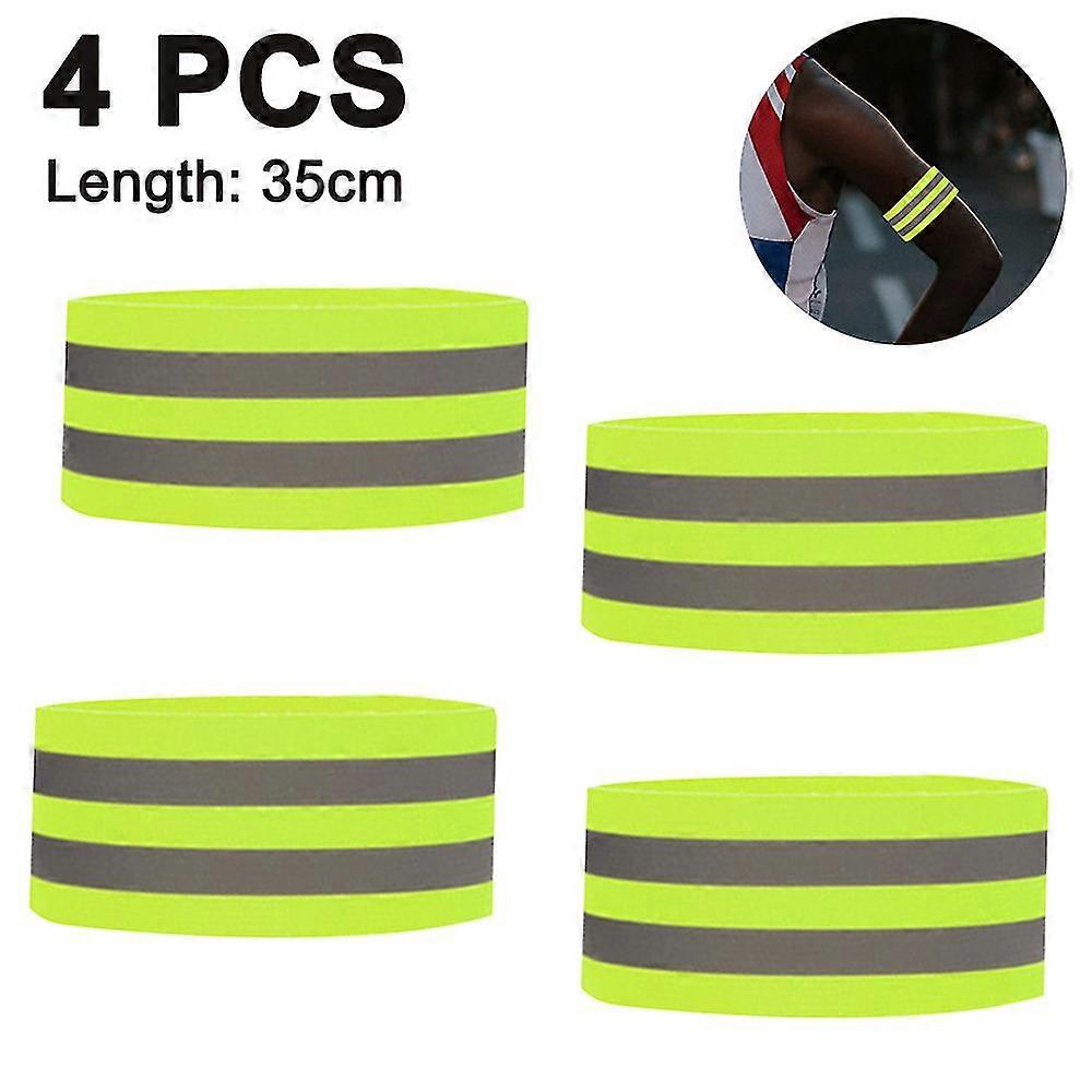 4 Pieces Reflective Bands Reflector Bands For Wrist, Arm, Ankle,green