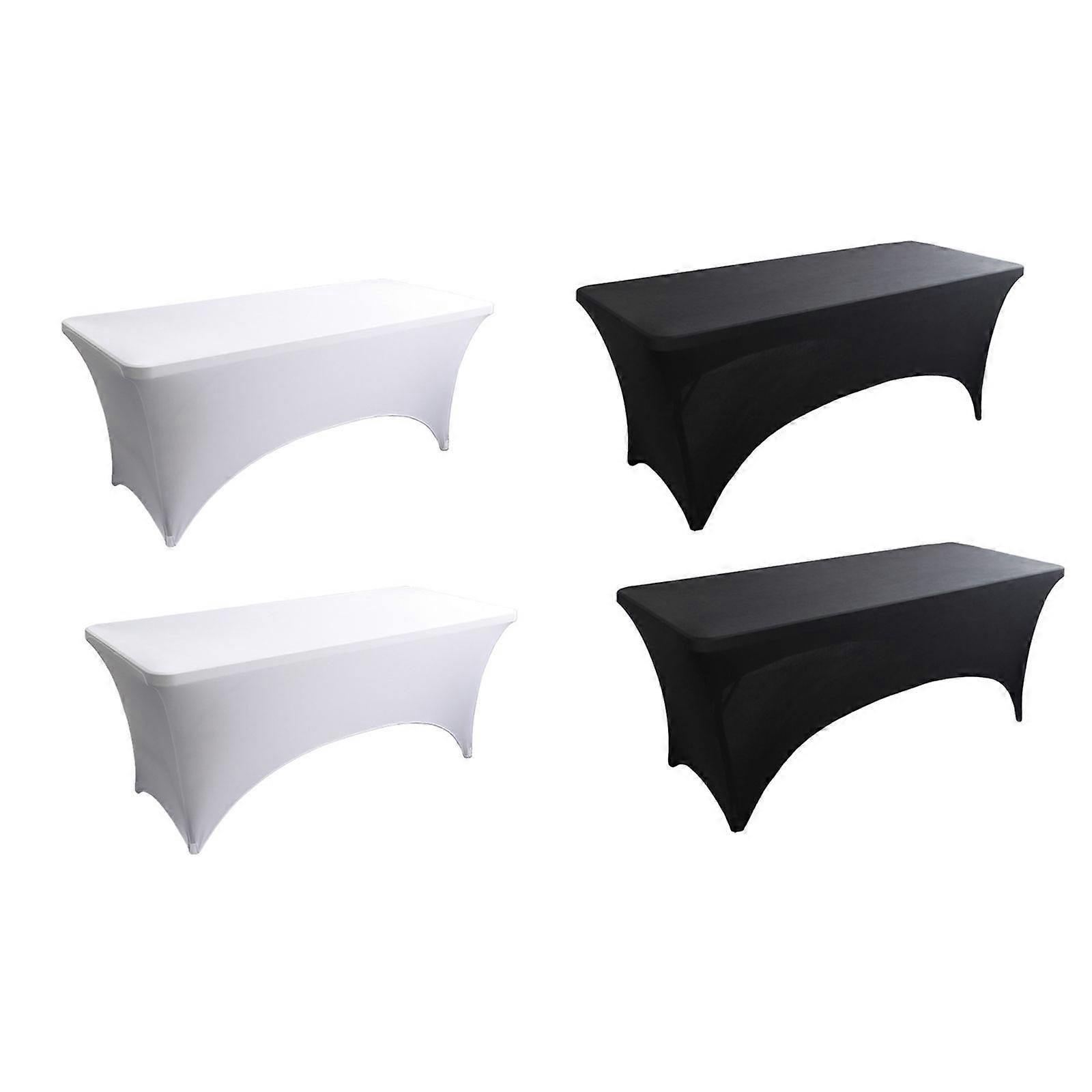6FT Rectangular Stretch Tight Fit Folding Table Cover Trestle Table Cloth - 2PCS