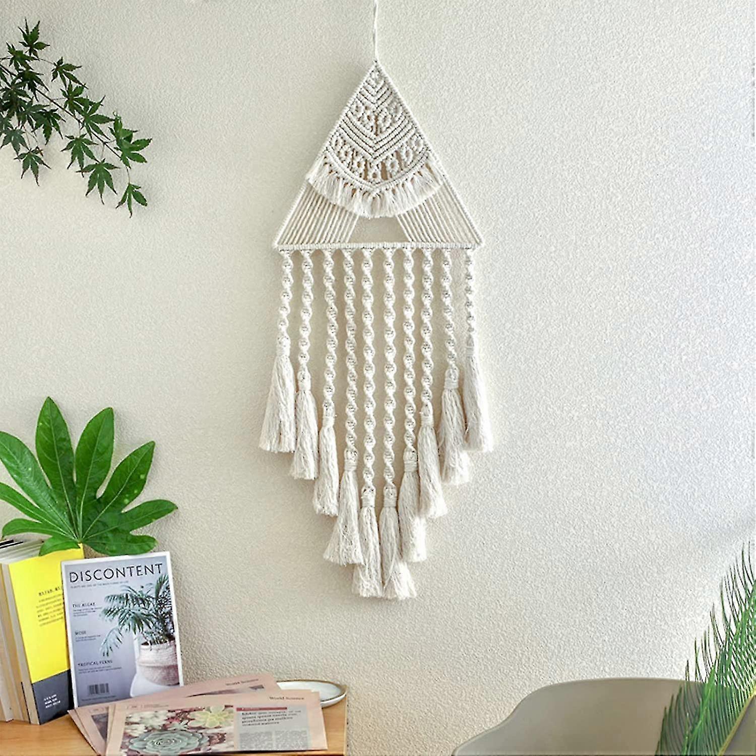 Lace Tapestry Wall Hanging, Bohemian Style Hand Woven Tapestry 72cm(l) X 29cm(w), Home Decor Wedding Decorations Lace Wall Hanging (beige)