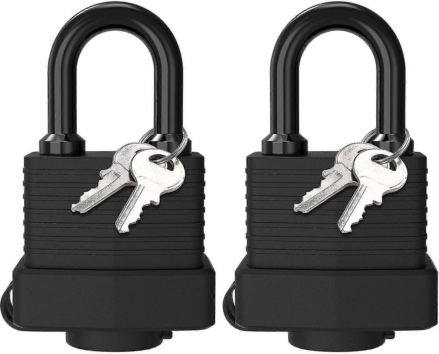 Padlock With Key, [2 Pack] [4 Keys] Padlock Waterproof Key Padlocks 40mm