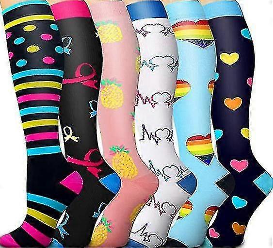Compression Socks For Women & Men Circulation 6 Pairs For Athletic Running Cycling