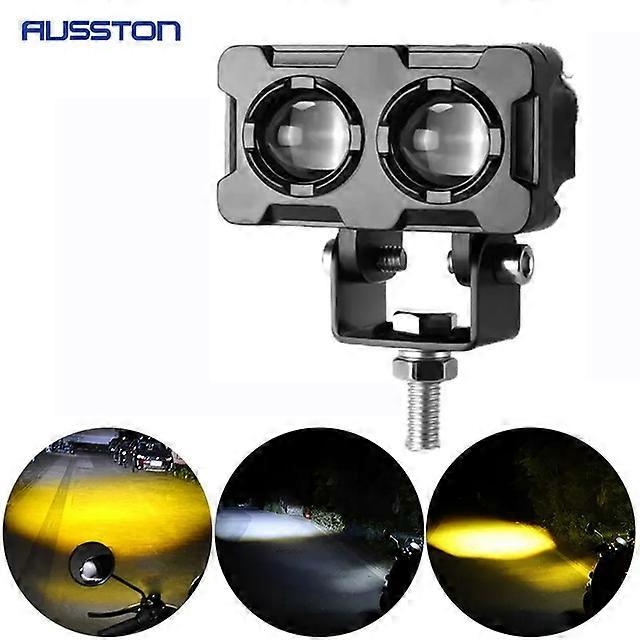 Double LED Fog Lights ATV Driving Fog Light Dual Color Work Light Bar Super Bright Motorcycle Headlight Vehicle Lighting s Auxiliary Spotlight