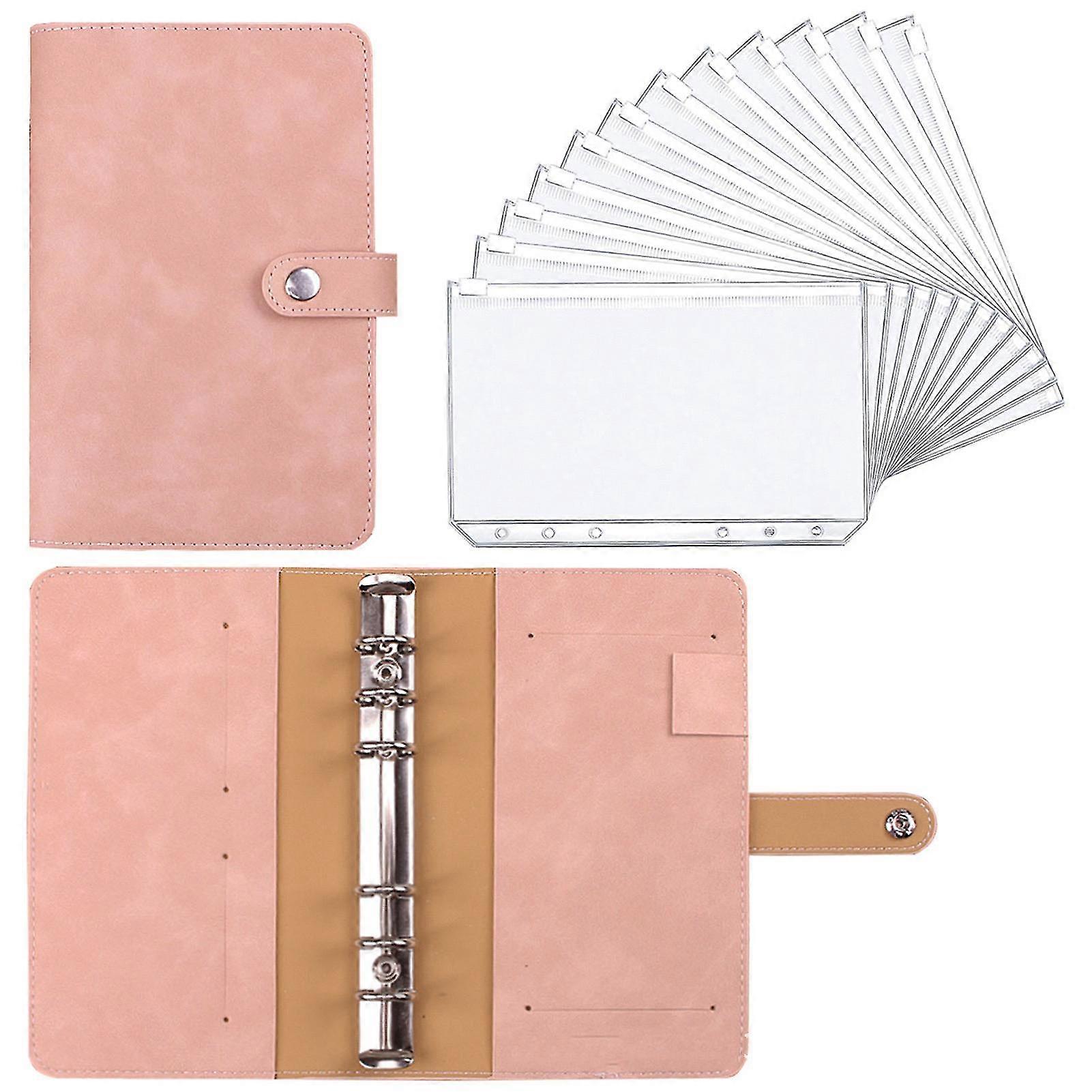 12pcs A6 Clear Binder Pockets With Pu Leather Notebook Binder Cover Waterproof