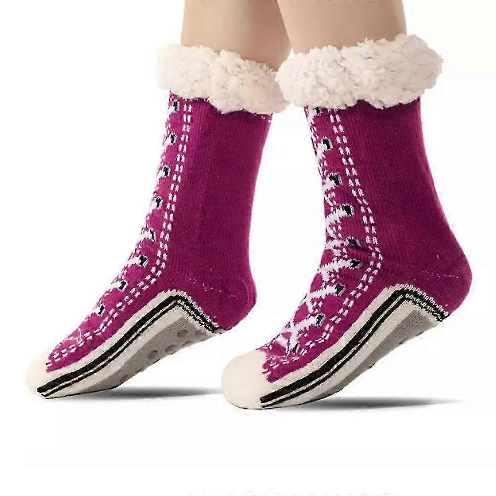 נעלי בית קשמיר עבות במיוחד, גרבי נעלי בית עם נעלי בית מונעות החלקה