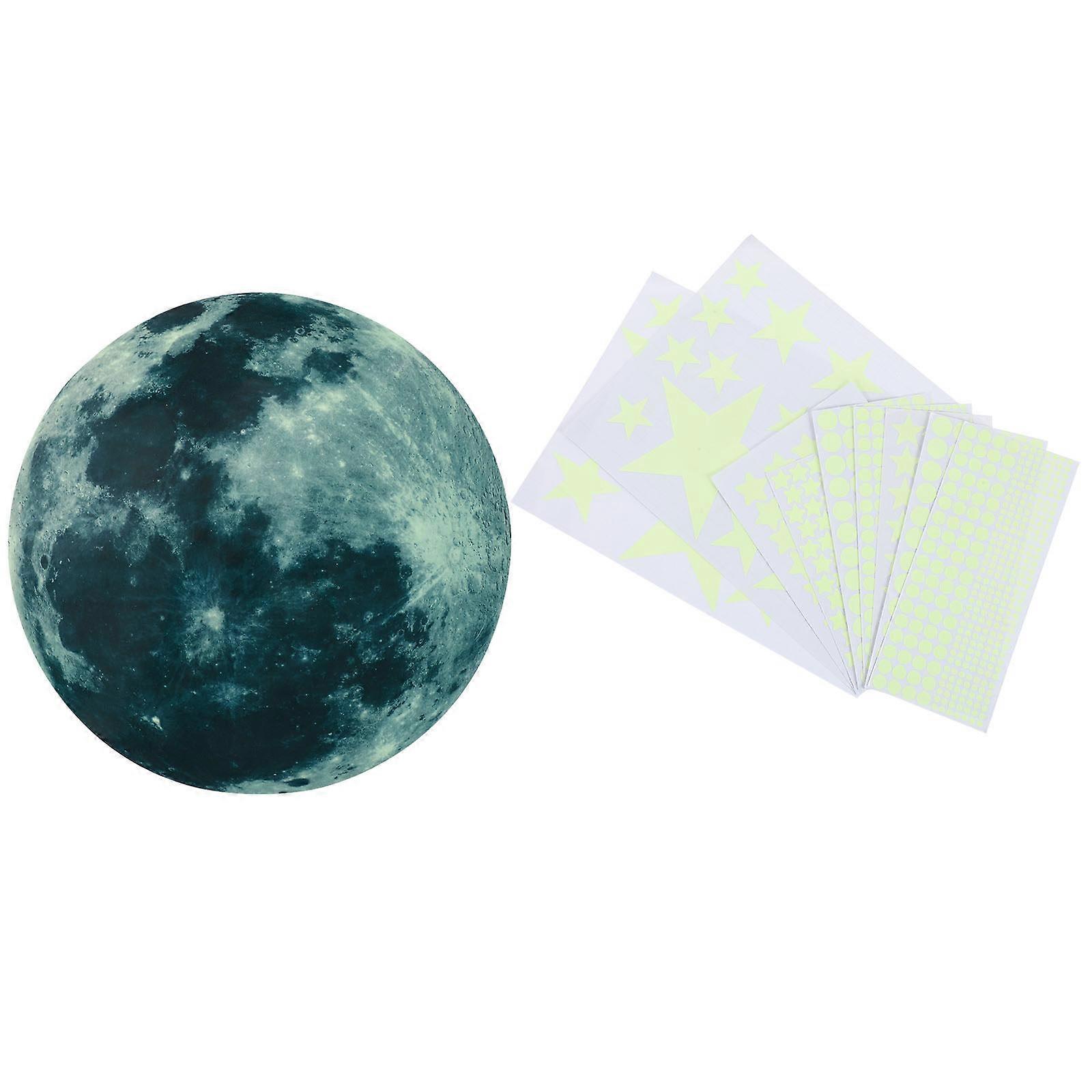 1 Set Luminous Moon Stars Dots Decals Wall Stickers Glowing Ceiling Decals