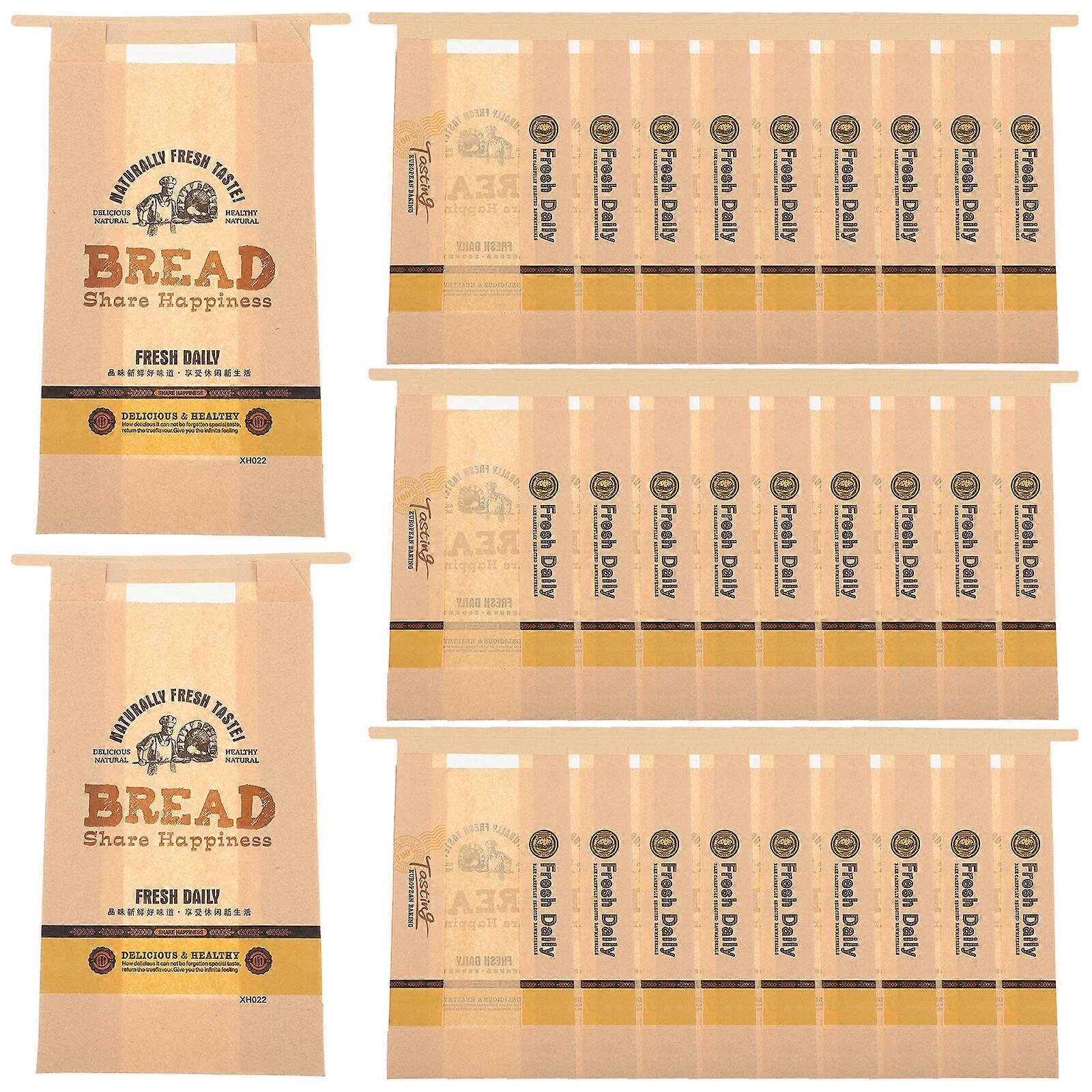 50pcs Paper Bread Bags with Clear Window Bread Bags Kraft Paper Bakery Bag with Window