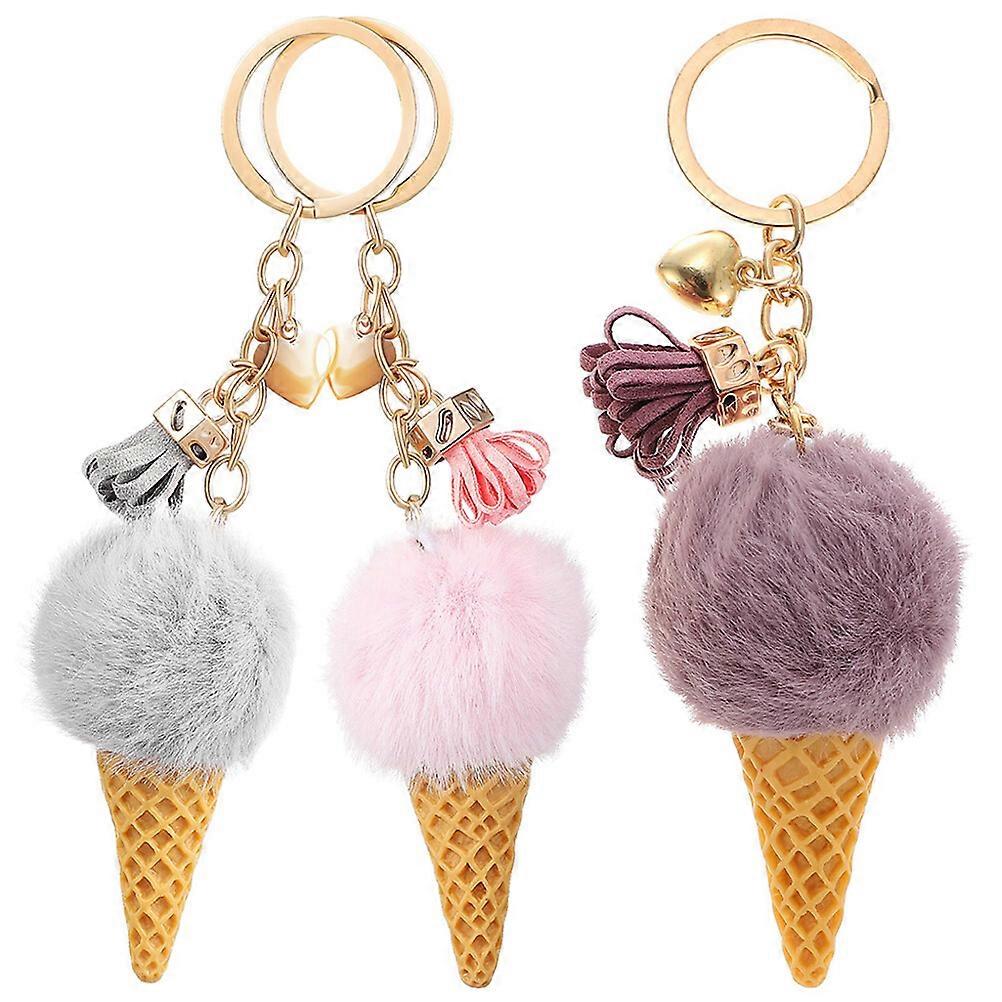 3 pcs Ice Cream Pendant Keychain Cute Keychain Decorative Keychain Backpack Keychains