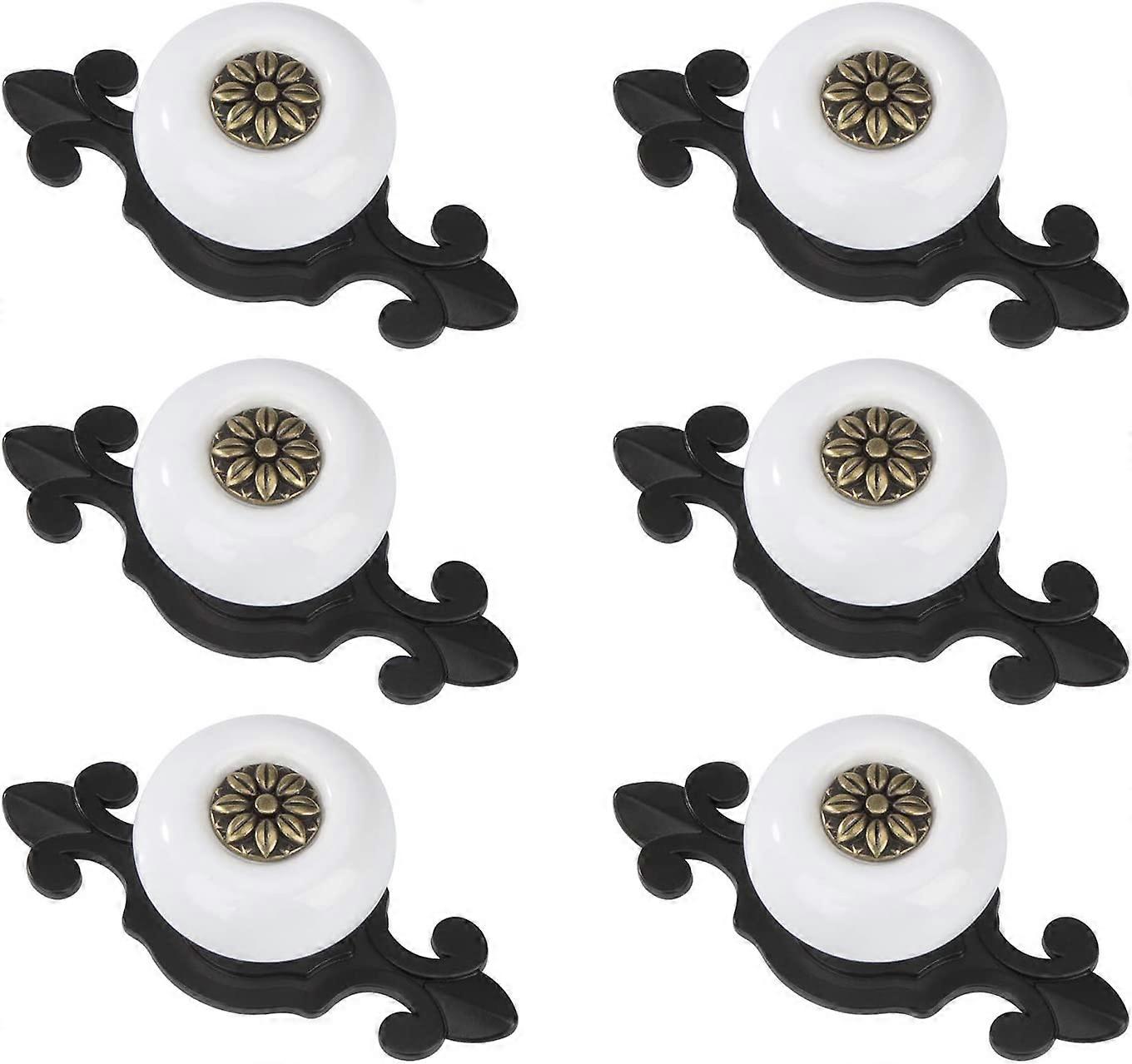 Round Door Knobs Vintage Drawer Knobs Drawer Pulls  Furniture 6pcs Black and White