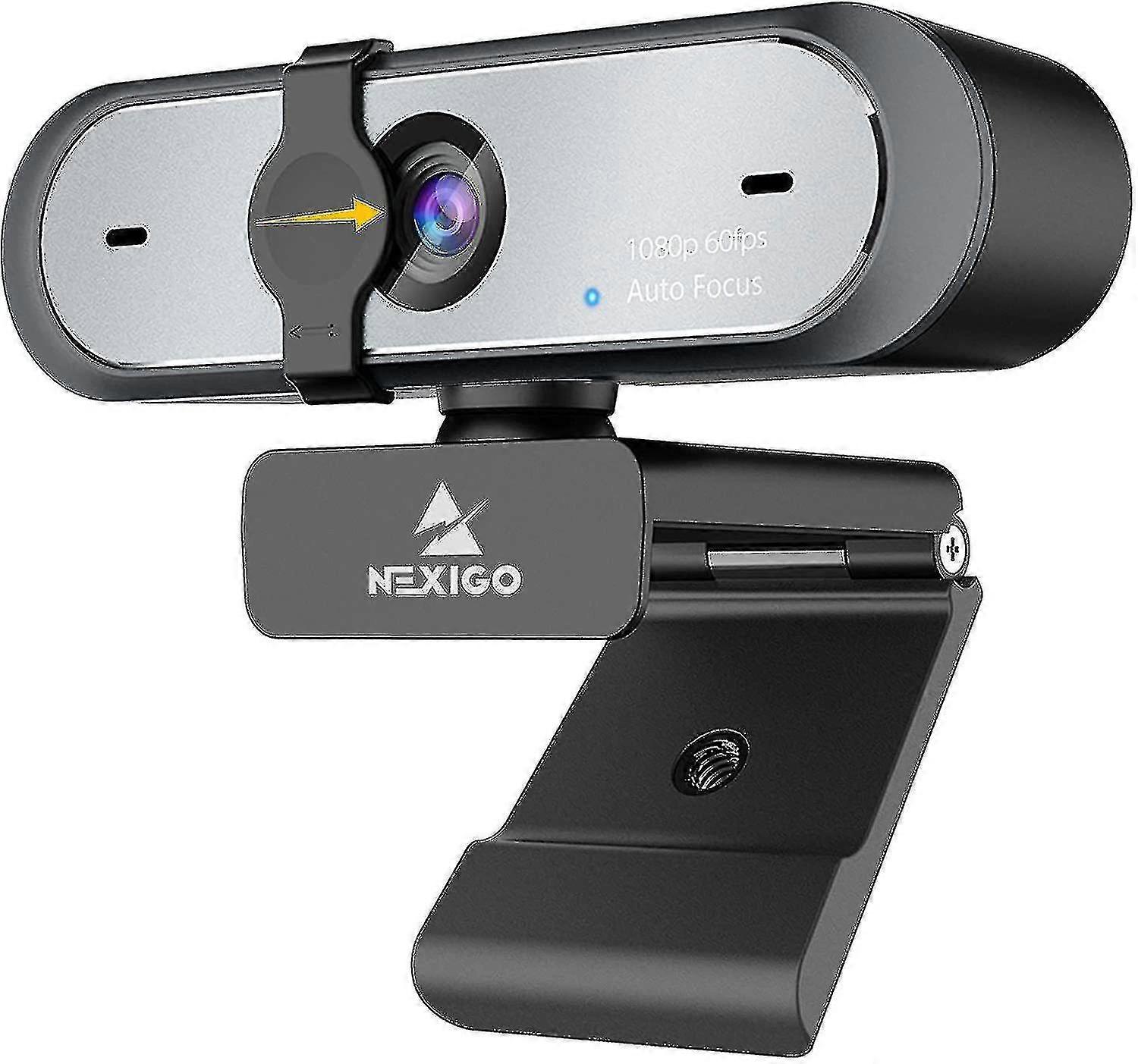 60fps Autofocus Webcam For Pc, 1080p Web Camera With Dual Microphone And Privacy Cover, Usb Webcam For Obs Pc Computer Camera, Light Correction(black)