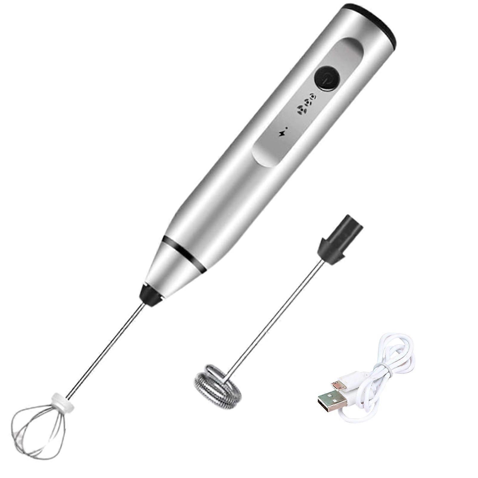 1 Set 1200mAh Electric Egg Beater 3 Speeds Food Grade Non-slip Good Grip Labor-saving Multi-functional Portable USB Rechargeable Coffee Mixer for Home