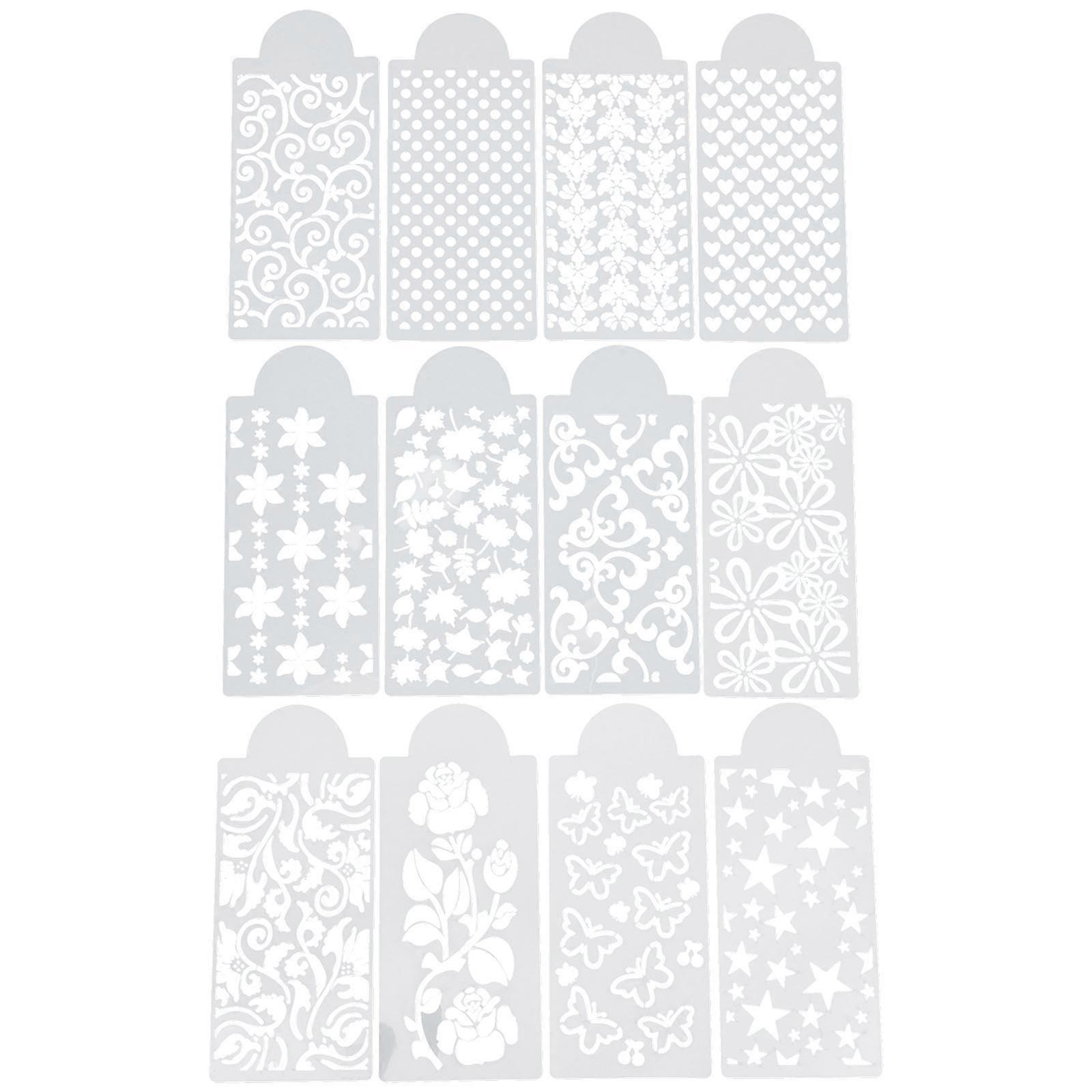 12pcs Printing Template Flower Pattern Stencil Reusable Painting Stencils