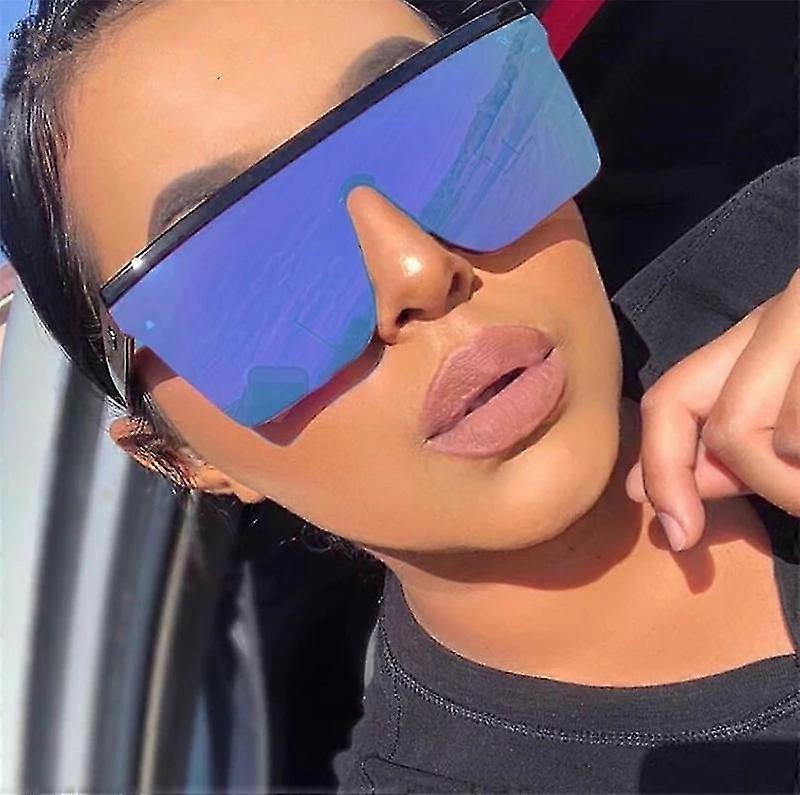 Óculos de sol oversized Mulheres Big Frame Square Flat Top Rebite Gradient Lens Sun Glasses Female Men Vintage Mirror Shades Uv400