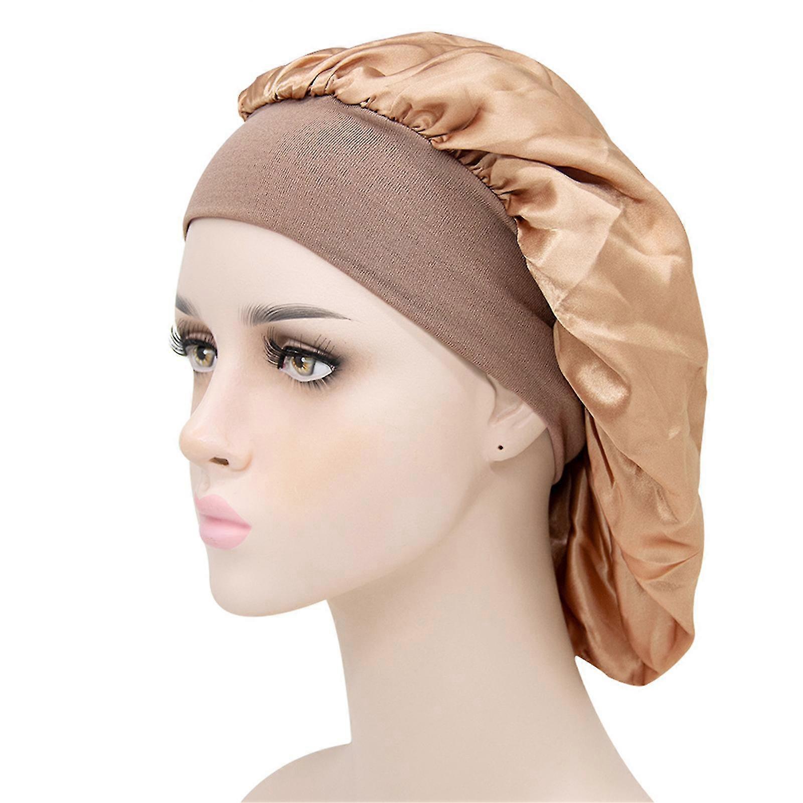 Chapéu de sono faixa larga de cetim elástico cabelo elástico chapéu de capô para mulher