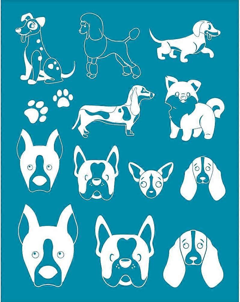 4x5 Inch Pet Dog Clay Stencils Silk Screen for Polymer Clay Puppy Footprints Silk Screen Printing Stencils Reusable Non-Adhesive Mesh Transfer for Pol