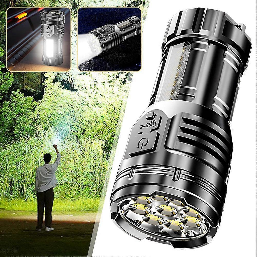 Nine Core Strong Light Flashlight Outdoor Portable Rechargeable Flashlight