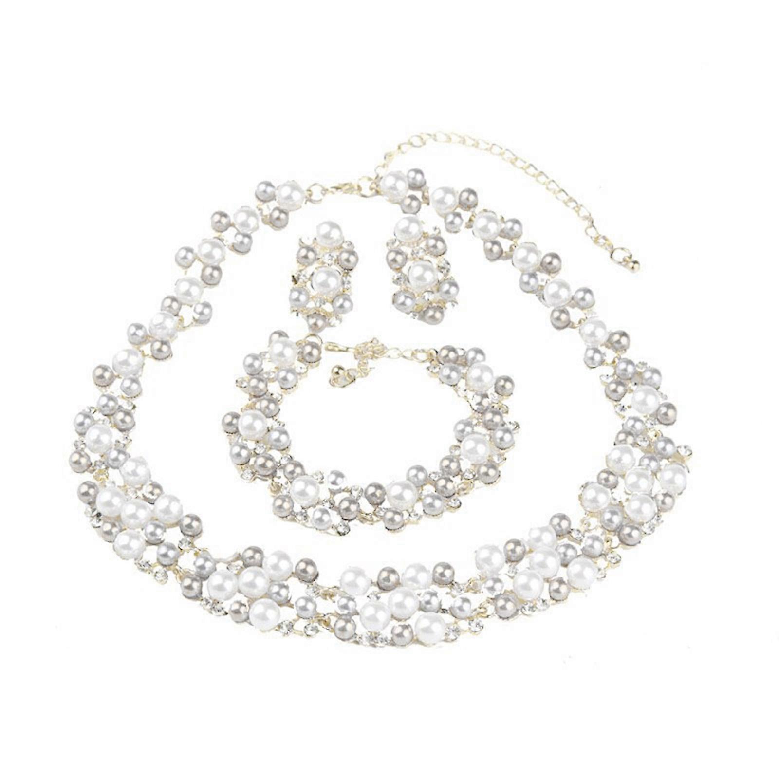 Raffiniertes Perlenschmuck-Set Auffällige Perlen Schmuckset Geeignet zur Aufwertung von Abend- oder Partyoutfits Weiß