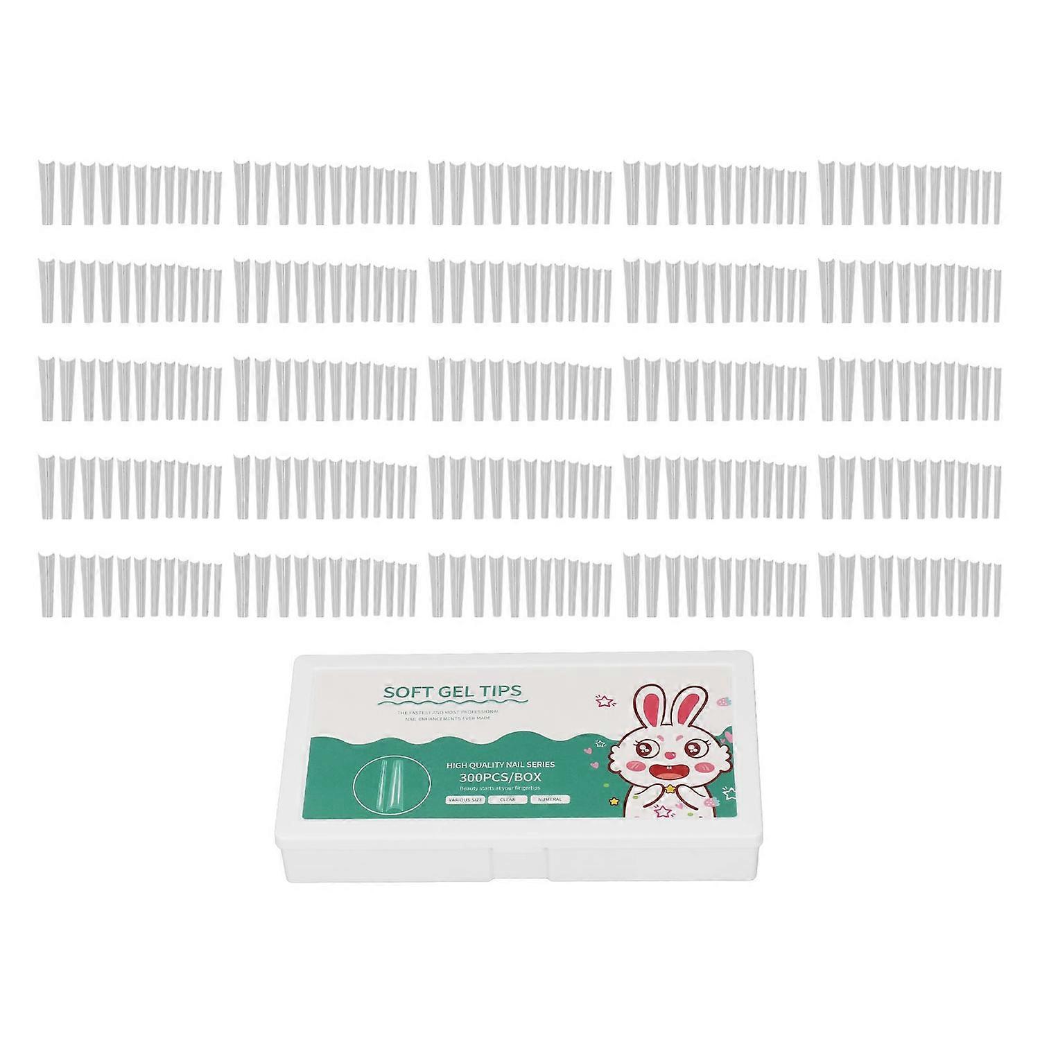 300PCS Set False Artificial Nails Super Thin ABS Transparent Fake Nail Tip for Home 