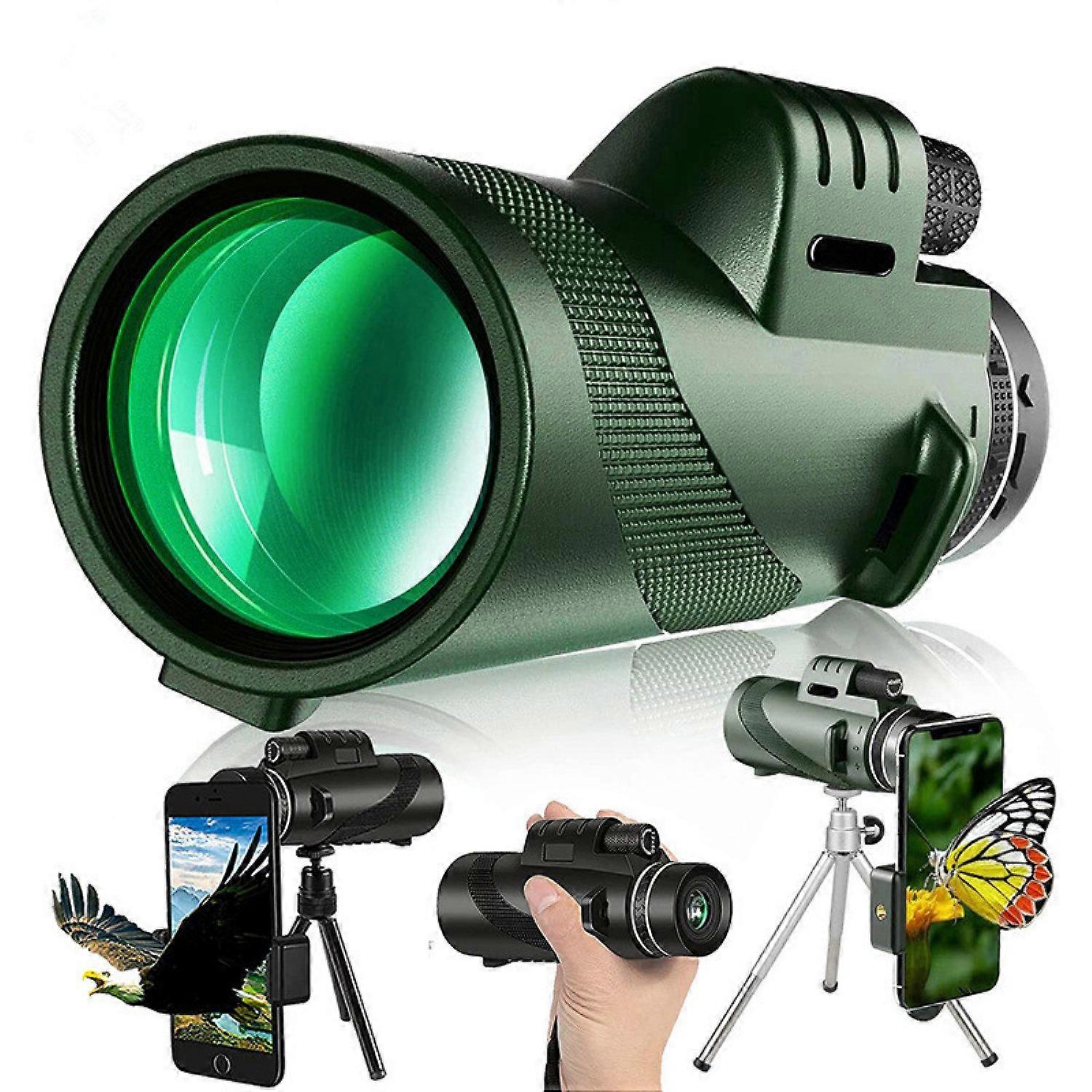 Monocular Telescope 50X60 High Power Monocular for Adults with Phone Adapter, Tripod and Hand Strap Low Light Night Vision Monocular Equipped