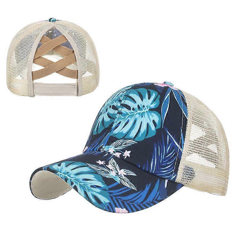 Cross Elastic Mesh Ponytail Baseball Cap Unisex Adjustable Baseball Cap Casual Sun Hat for Girls
